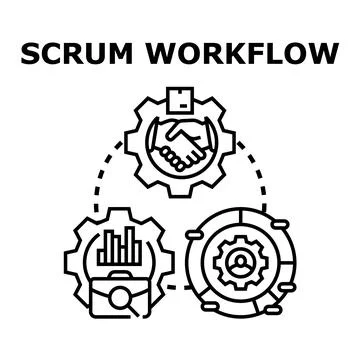 Scrum workflow process agile development business concept 库存插图