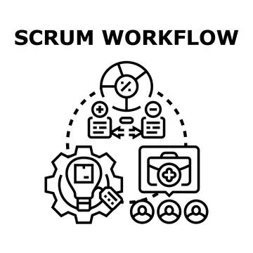Scrum workflow process identifying agile development strategy イラスト素材