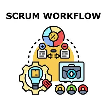 Scrum workflow process identifying agile development strategy Stockillustratie