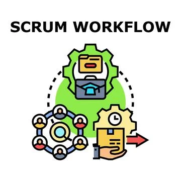 Scrum workflow process illustrating agile business management method 스톡 일러스트