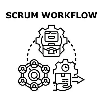 Scrum workflow process illustrating agile business management method Stock Illustration