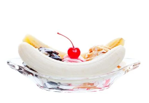 Scrumptious banana split Stock Photos
