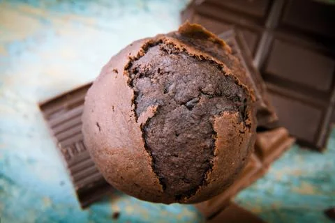 Scrumptious chocolate muffin Stock Photos