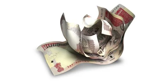 Scrunched up indian rupee notes Illustrazione stock