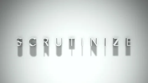Scrutinize 3D title animation with shadows on a white background Stock Footage 297669645