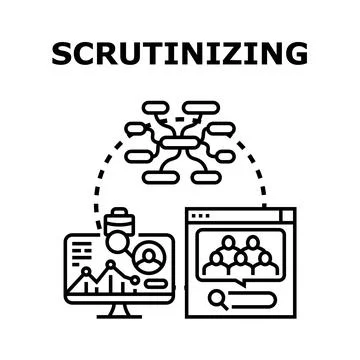 Scrutinizing business data and team collaboration Stock Illustration
