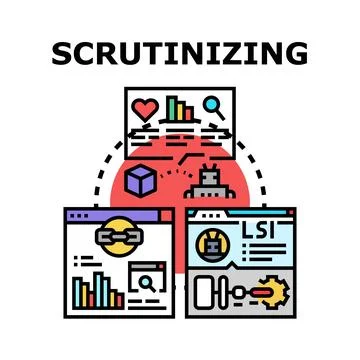 Scrutinizing data analyzing research content concept Stock Illustration
