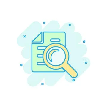 Scrutiny document plan icon in comic style. Review statement vector cartoon i Illustrazione stock