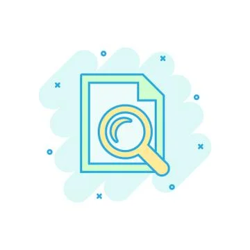 Scrutiny document plan icon in comic style. Review statement vector cartoon i Illustrazione stock