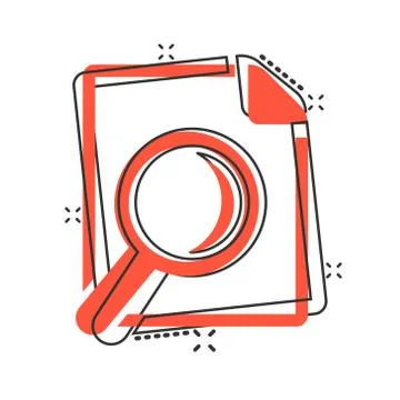 Scrutiny document plan icon in comic style. Review statement vector cartoon i Stock Illustration