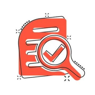 Scrutiny document plan icon in comic style. Review statement vector cartoon i Illustrazione stock