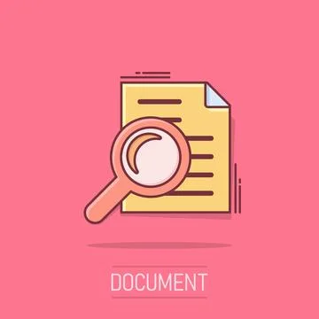 Scrutiny document plan icon in comic style. Review statement vector cartoon.. Stock Illustration