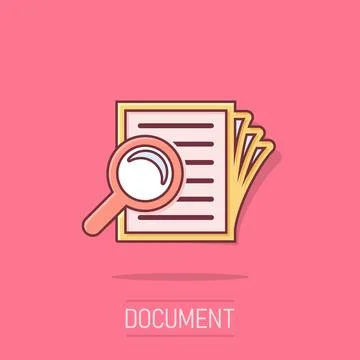 Scrutiny document plan icon in comic style. Review statement vector cartoon.. Stock Illustration