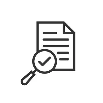 Scrutiny document plan icon in flat style. Review statement vector illustrati Stock Illustration