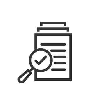 Scrutiny document plan icon in flat style. Review statement vector illustrati Stock Illustration