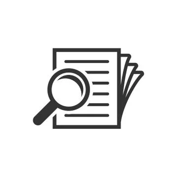 Scrutiny document plan icon in flat style. Review statement vector illustrati Illustrazione stock