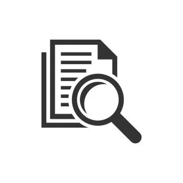 Scrutiny document plan icon in flat style. Review statement vector illustrati Stock Illustration