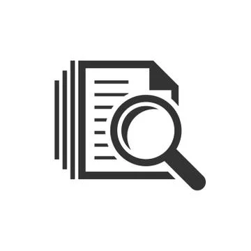 Scrutiny document plan icon in flat style. Review statement vector illustrati 스톡 일러스트
