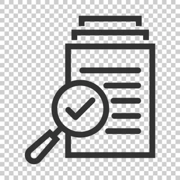 Scrutiny document plan icon in flat style. Review statement vector illustrati Stock Illustration
