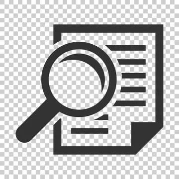 Scrutiny document plan icon in flat style. Review statement vector illustrati Stock Illustration