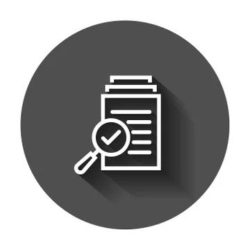 Scrutiny document plan icon in flat style. Review statement vector illustrati Stock Illustration