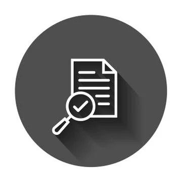 Scrutiny document plan icon in flat style. Review statement vector illustrati Stock Illustration