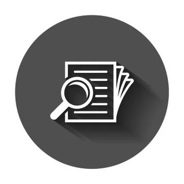 Scrutiny document plan icon in flat style. Review statement vector illustrati Stock Illustration