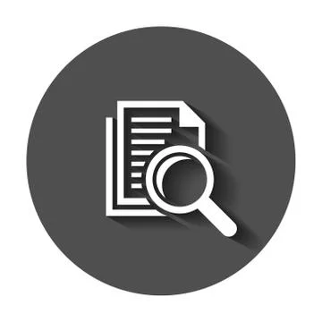 Scrutiny document plan icon in flat style. Review statement vector illustrati Stock Illustration