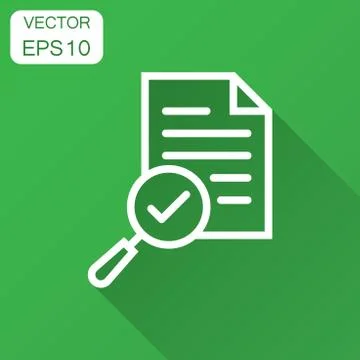 Scrutiny document plan icon in flat style. Review statement vector illustrati Stock Illustration