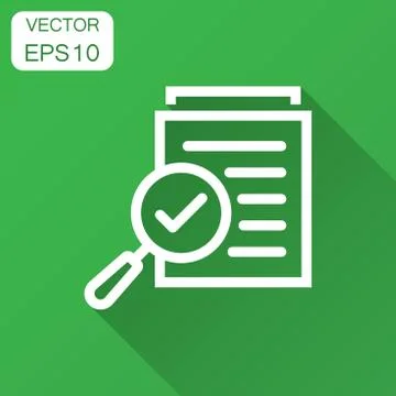 Scrutiny document plan icon in flat style. Review statement vector illustrati Stock Illustration