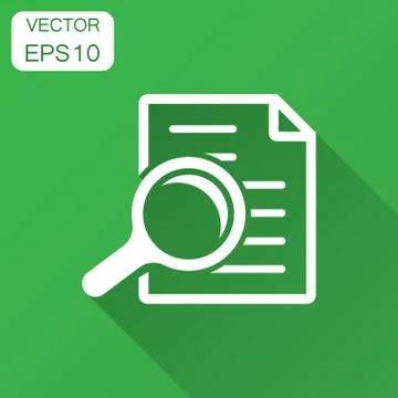 Scrutiny document plan icon in flat style. Review statement vector illustrati Stock Illustration