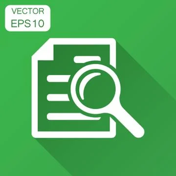 Scrutiny document plan icon in flat style. Review statement vector illustrati Stock Illustration