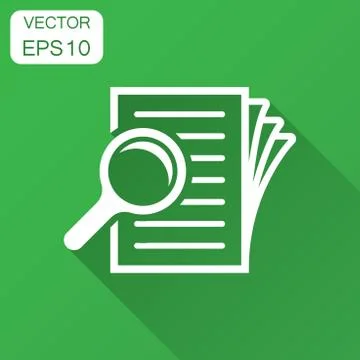 Scrutiny document plan icon in flat style. Review statement vector illustrati Illustrazione stock