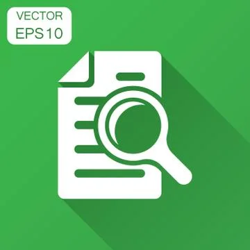 Scrutiny document plan icon in flat style. Review statement vector illustrati Stock Illustration