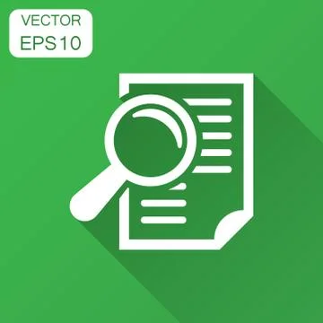 Scrutiny document plan icon in flat style. Review statement vector illustrati Stock Illustration