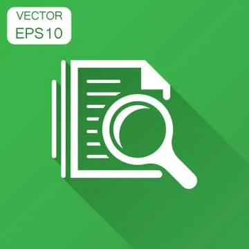 Scrutiny document plan icon in flat style. Review statement vector illustrati Stock Illustration