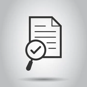 Scrutiny document plan icon in flat style. Review statement vector illustrati Stock Illustration