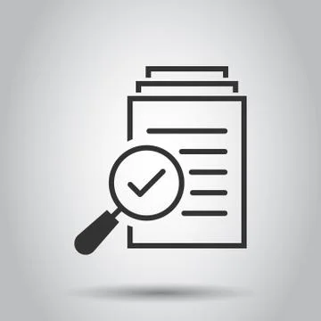Scrutiny document plan icon in flat style. Review statement vector illustrati Illustrazione stock