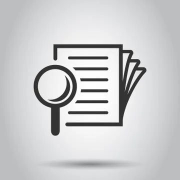 Scrutiny document plan icon in flat style. Review statement vector illustrati Stock Illustration