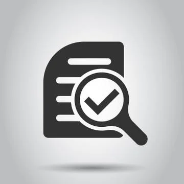 Scrutiny document plan icon in flat style. Review statement vector illustrati Stock Illustration