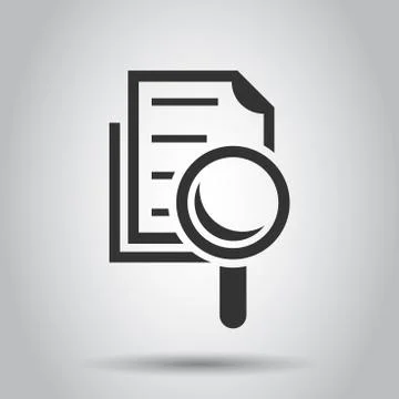 Scrutiny document plan icon in flat style. Review statement vector illustrati Stock Illustration