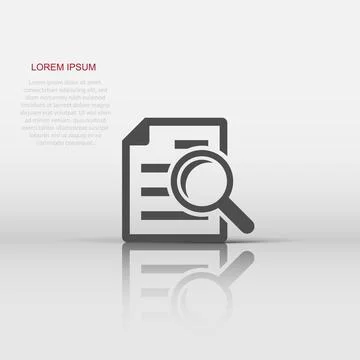 Scrutiny document plan icon in flat style. Review statement vector illustra.. Illustrazione stock