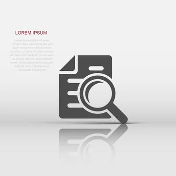 Scrutiny document plan icon in flat style. Review statement vector illustra.. Illustrazione stock