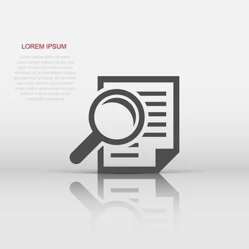 Scrutiny document plan icon in flat style. Review statement vector illustra.. Illustrazione stock