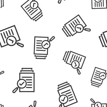 Scrutiny document plan icon seamless pattern background. Review statement vec Stock Illustration