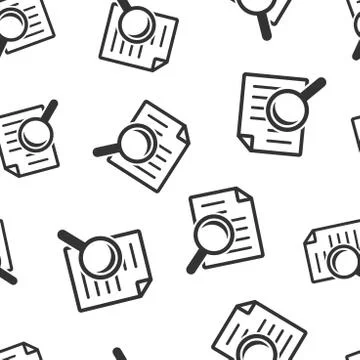 Scrutiny document plan icon seamless pattern background. Review statement vec Stock Illustration