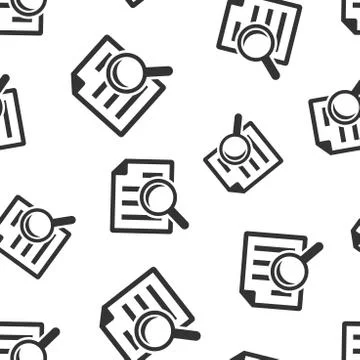 Scrutiny document plan icon seamless pattern background. Review statement vec Stock Illustration