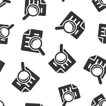 Scrutiny document plan icon seamless pattern background. Review statement vec Illustrazione stock