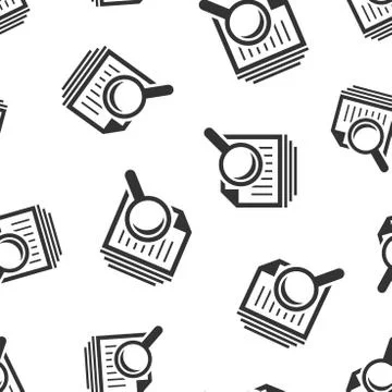 Scrutiny document plan icon seamless pattern background. Review statement vec Illustrazione stock