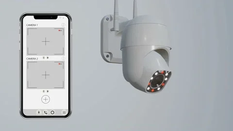 СCTV camera with remote access. Video surveillance with the ability to view reco Stock Footage 172299879
